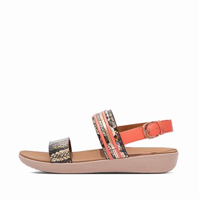 Fitflop Barra Snake Bangle Leather Back-Strap - Sandalen Damen - Koralle Rosa (JDQ652109)